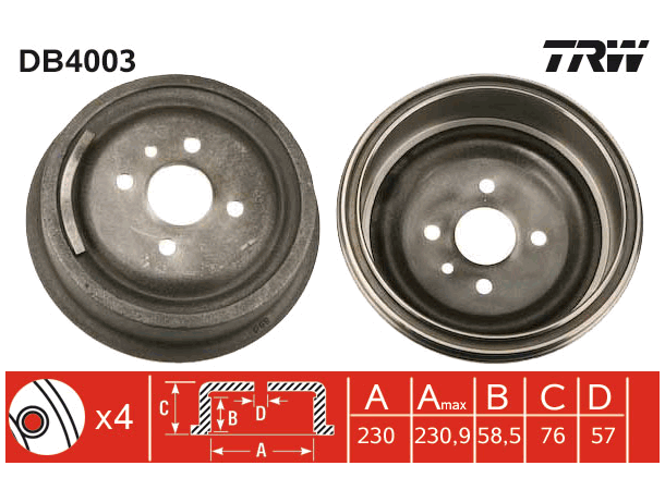 Brake Drum TRW Braking 