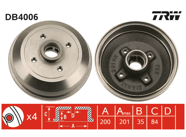 Brake Drum TRW Braking 