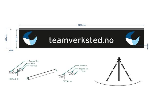 Skvettlapp 2400x380mm Team Verksted M/2st skinner i plast 